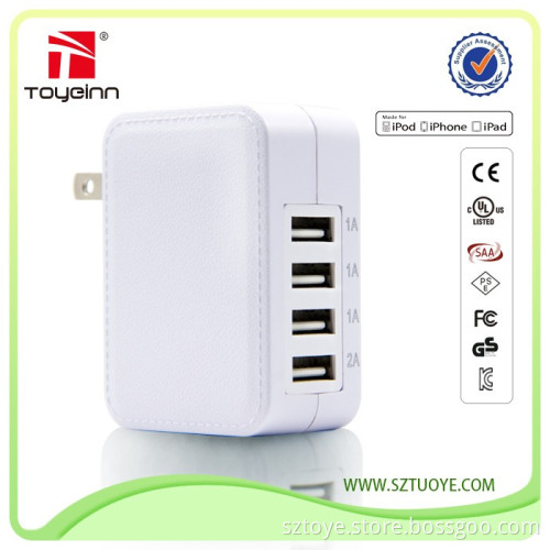 21W 4 port usb wall charger with US UK EU International Travel Adapter